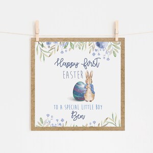 PERSONALISED First Baby Boy Easter, Greeting card,6x6inches, 15x15cm, New Arrival,Baby Shower,Funny cards,Easter,First Easter,baby 10A.2