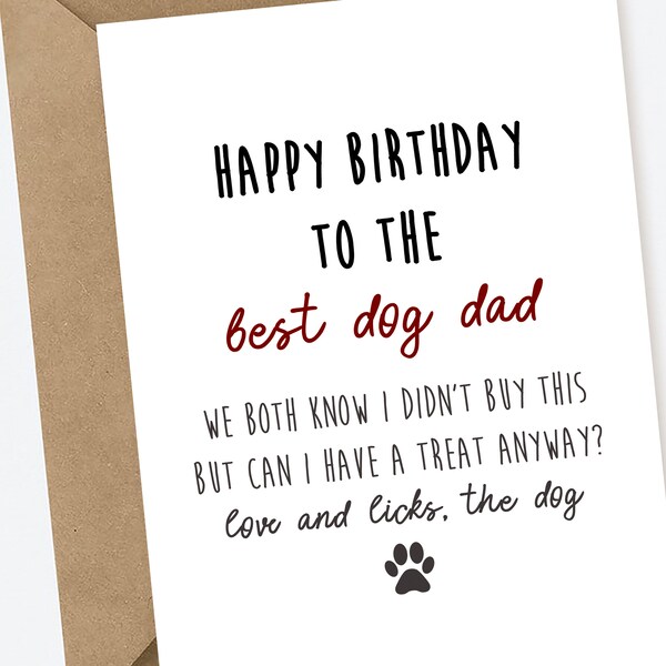 Best Dog dad Birthday card, Birthday Card From The Dog to Daddy, Dog Birthday card, Pet Birthday card, Dog parents Birthday card