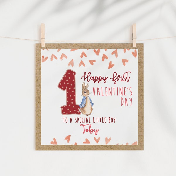 PERSONALISED First Baby Boy st valentine day, Greeting card,6x6inches, 15x15cm, New Arrival,Baby Shower,Funny greeting cards 10.32
