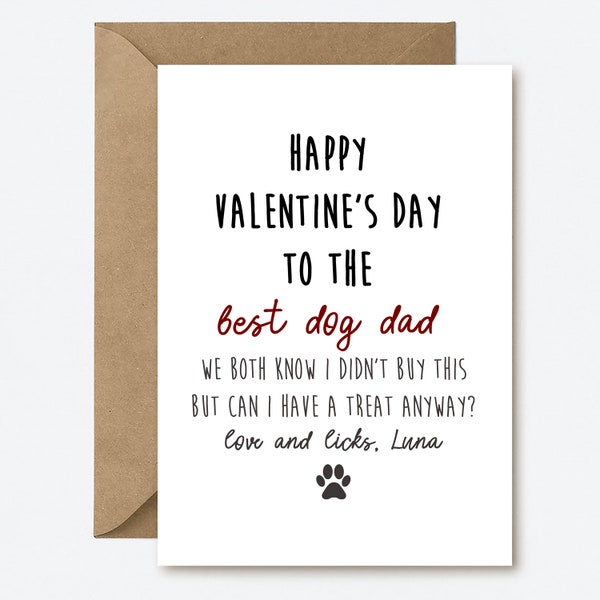 Best Dog dad Valentines day card, Valentines day Card From The Dog to Daddy, Pet Valentine's day card, Dog parents Valentine's day card