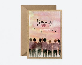 Greeting card,A6,BTS,Funny greeting cards, Birthday, Bts Army, bts merch, Young forever #13.18