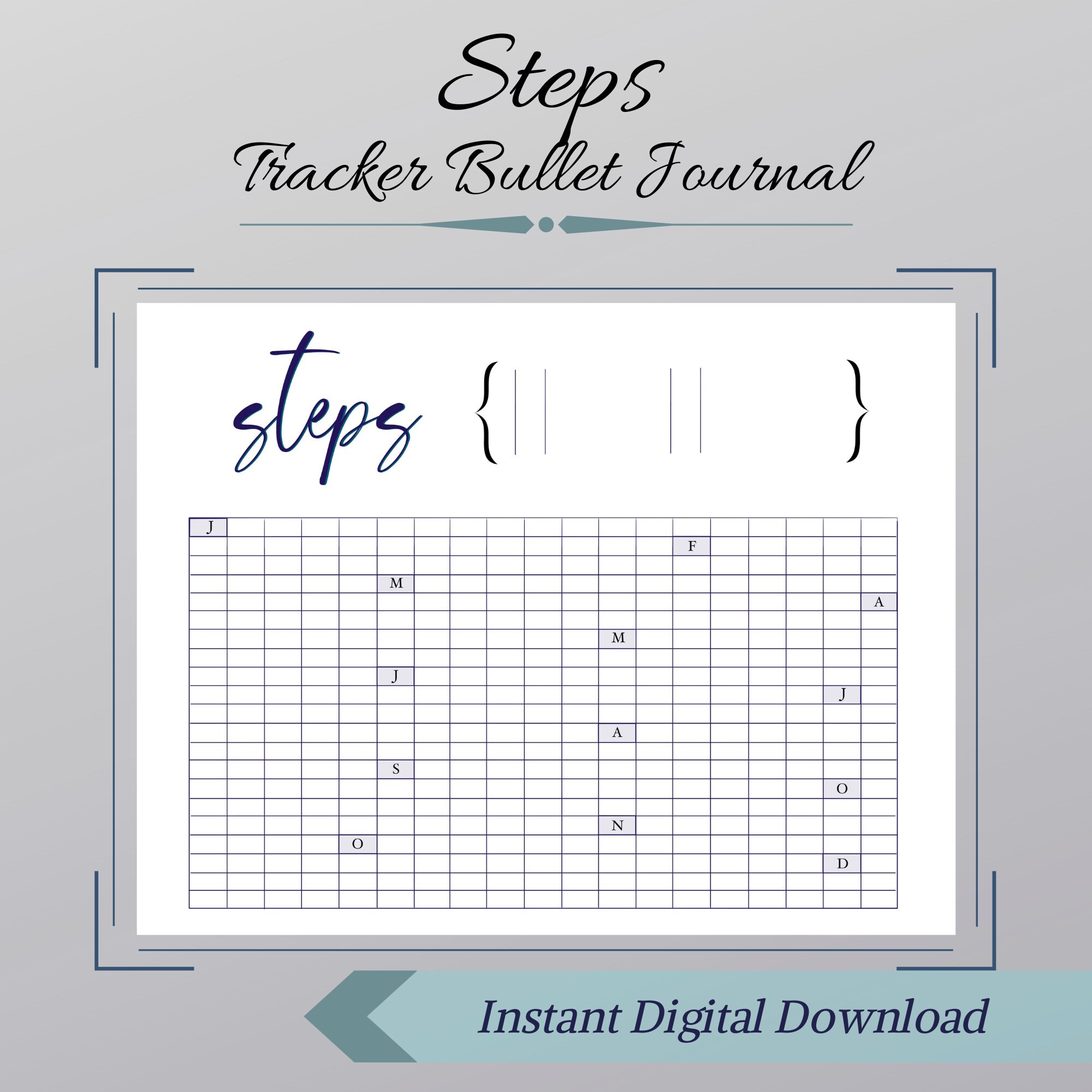 Step Counter Step Tracker Bullet Journal PDF Instant | Etsy