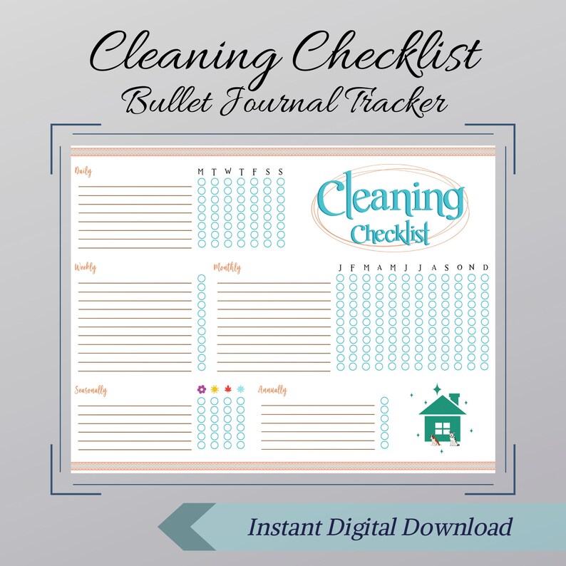Cleaning Checklist Bullet Journal Instant Download - Etsy España