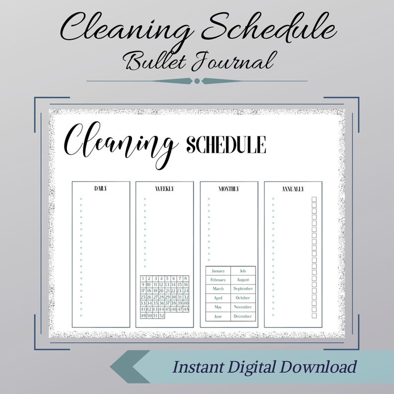 Cleaning Schedule Bullet Journal Instant Digital Download - Etsy
