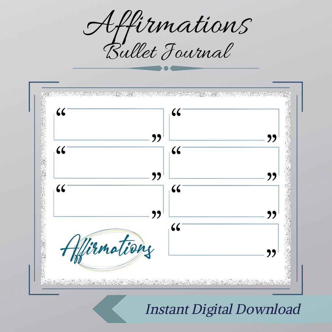 Affirmations Bullet Journal Instant Digital Download - Etsy