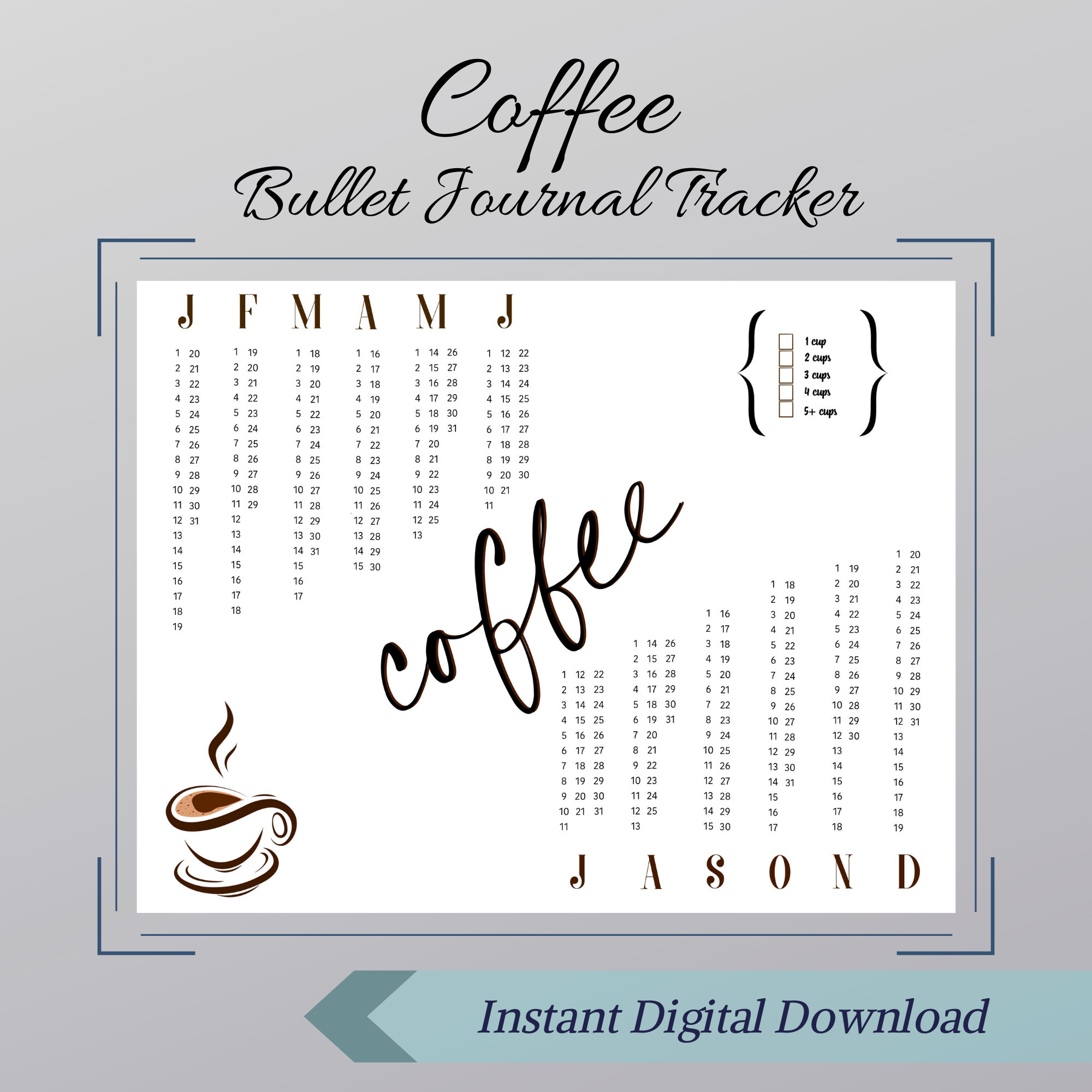 Coffee Tracker Bullet Journal Instant Digital Download - Etsy Hong Kong