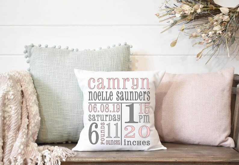Birth Announcement Pillow Custom Birth Stats Pillow Birth Etsy
