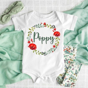 Personalized baby girl Onesie®,Poppy Design, Custom baby Onesie®, coming home outfit, newborn gift, take home outfit, baby shower gift