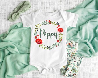 Personalized baby girl Onesie®,Poppy Design, Custom baby Onesie®, coming home outfit, newborn gift, take home outfit, baby shower gift