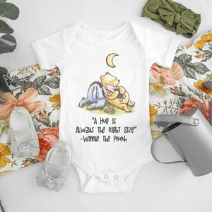 A Hug is Always the Right Size Onesie® Baby Shower Gift, Winnie the Pooh, Unique Baby Gift, Boho Baby, Newborn Boy Outfit, Newborn Baby Girl