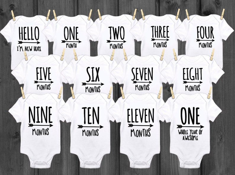 Milestone Pictures Month Pictures Milestone ONESIES\u00ae Baby Shower Gift Monthly Picture Onesies Monthly Onesies