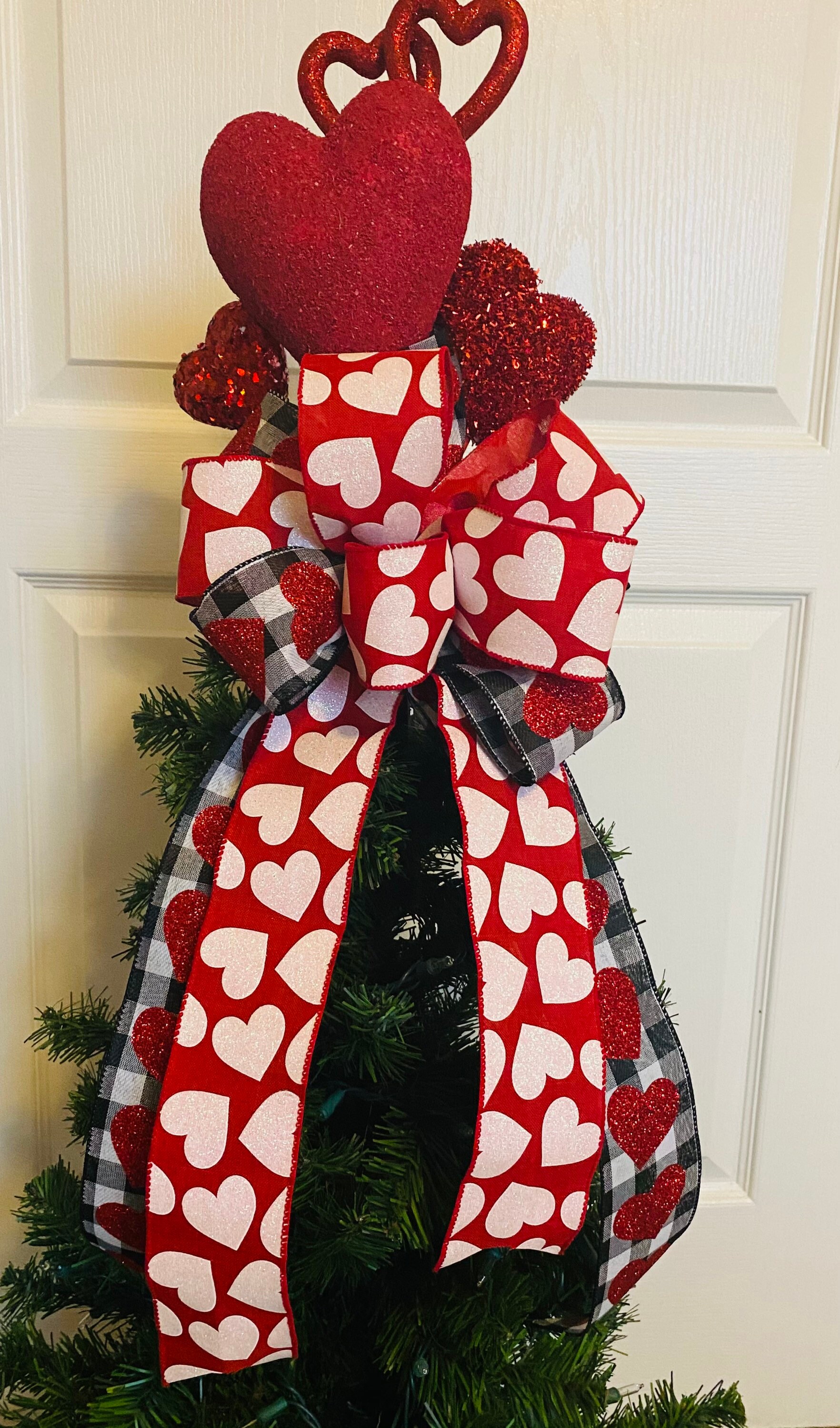 Valentines Day Tree Topper Buffalo plaid Tree Topper | Etsy