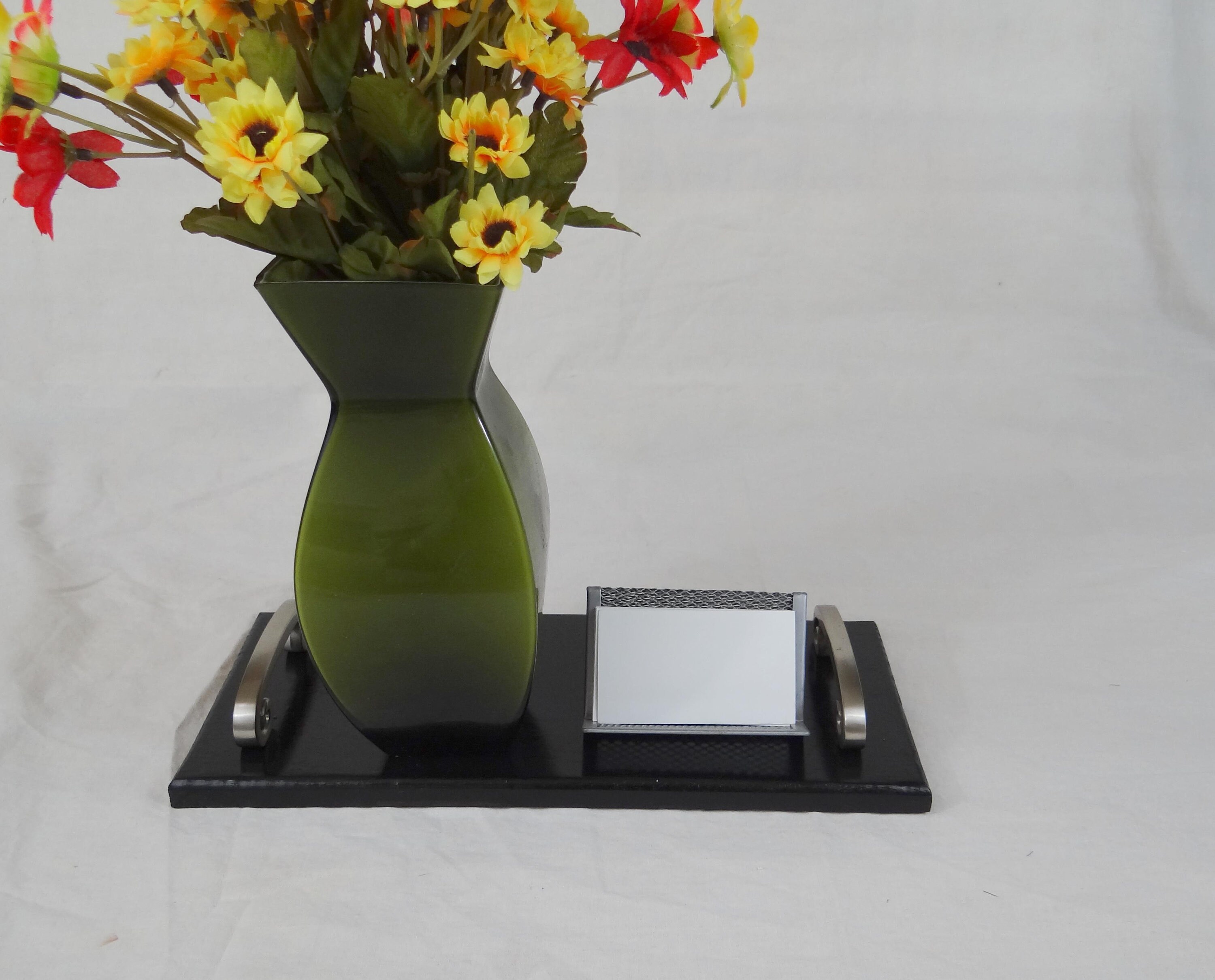 Black candle tray rectangular wood tray satin finish accent Etsy