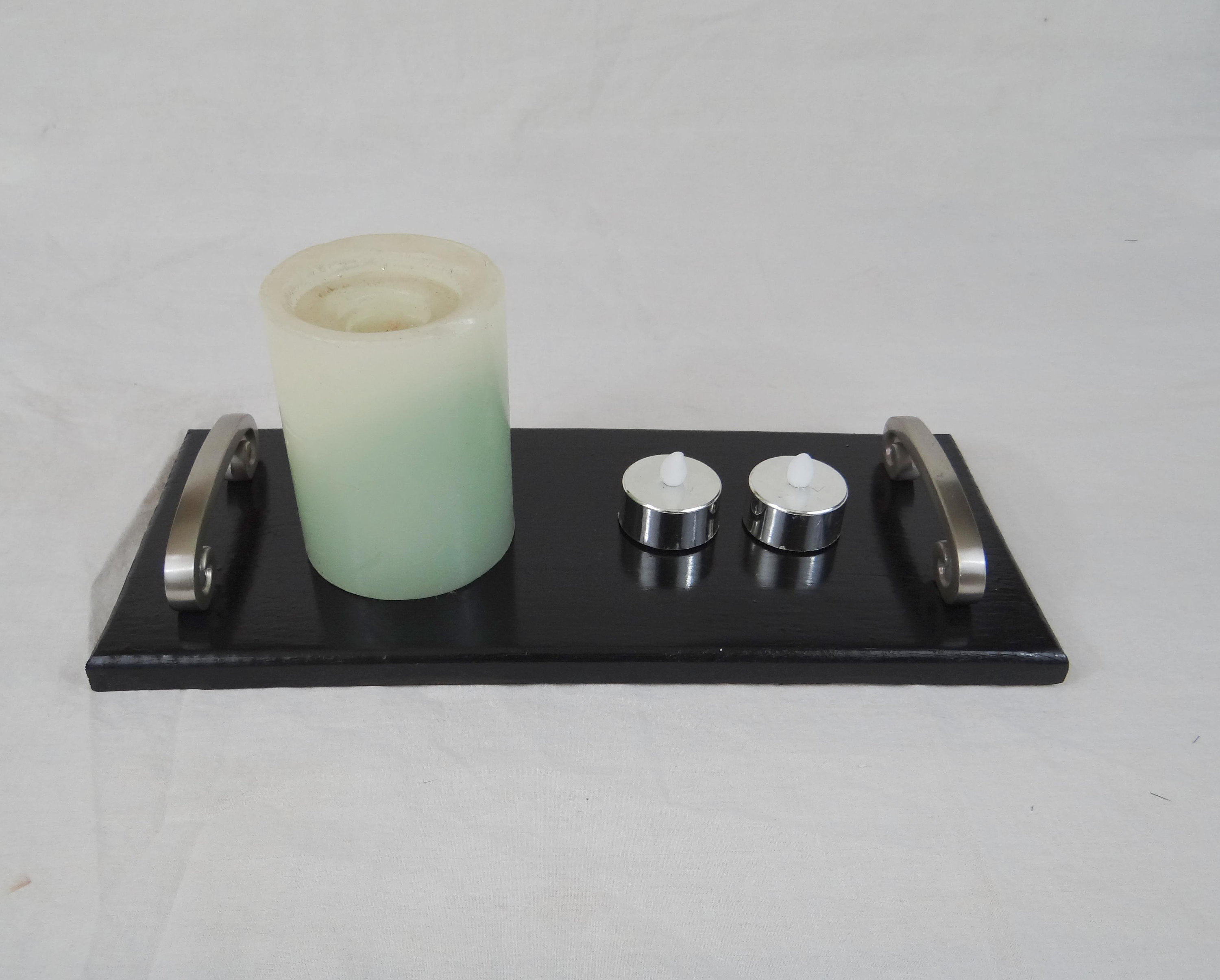 Black candle tray rectangular wood tray satin finish accent Etsy