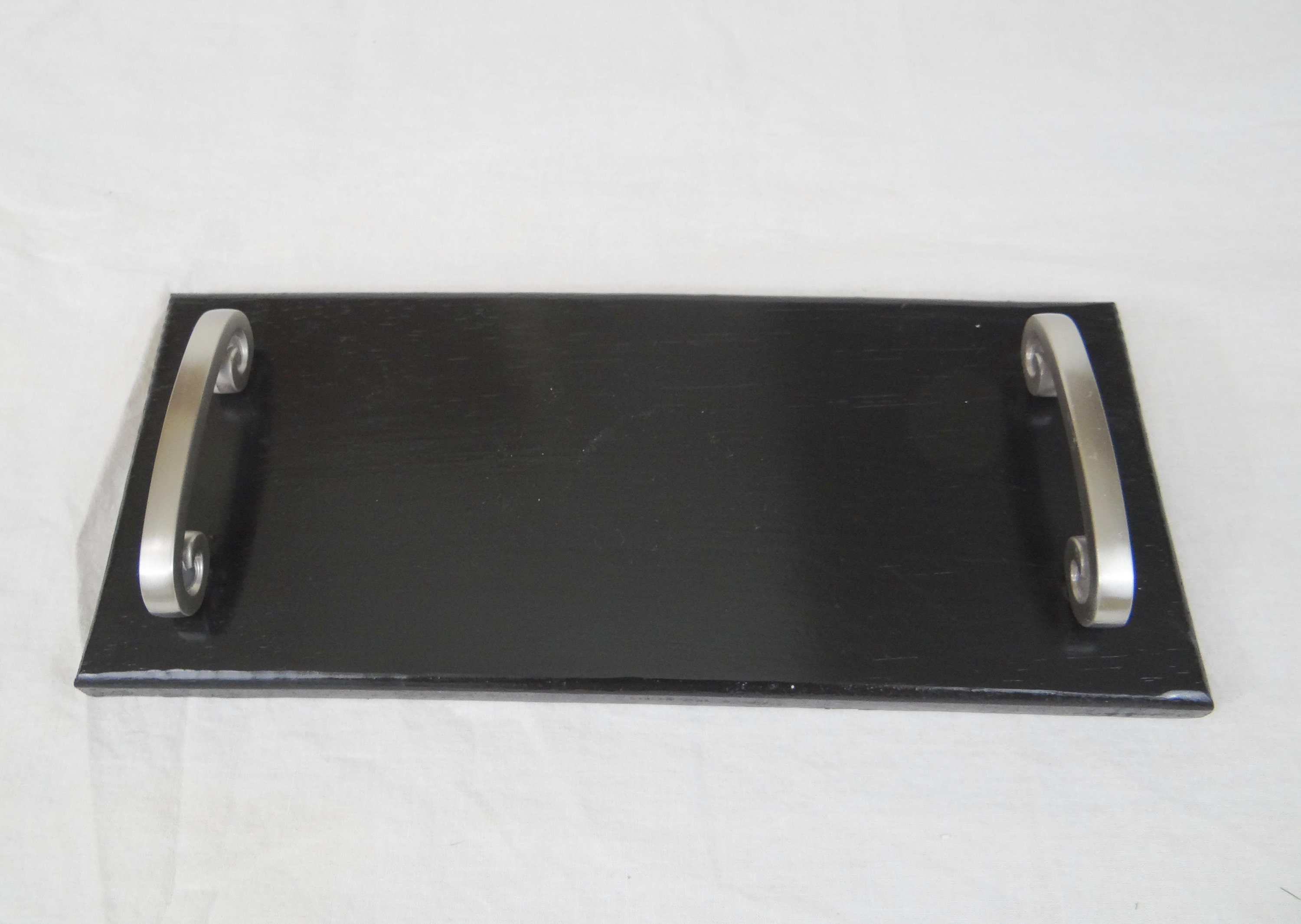 Black candle tray rectangular wood tray satin finish accent Etsy