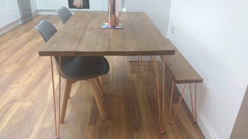 Rustic Dining Table And Bench Made From Reclaimed Wood And Etsy