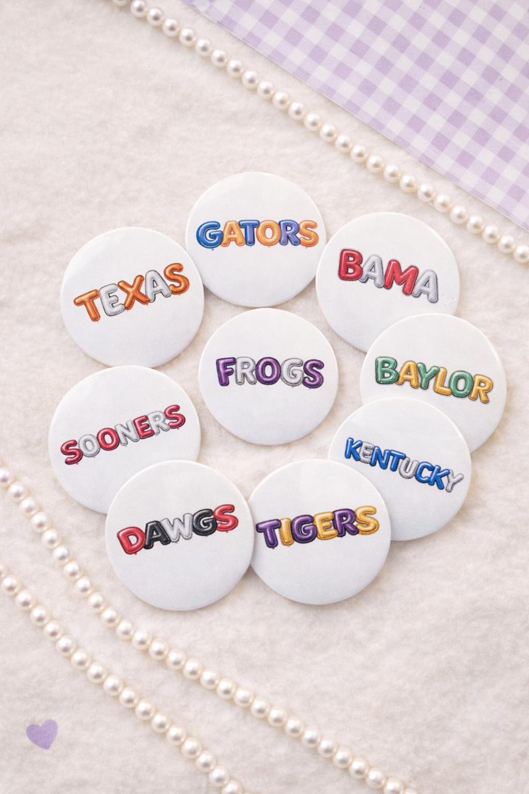 College Game Day Buttons | Texas, Alabama, Florida, LSU, TCU, Baylor ...
