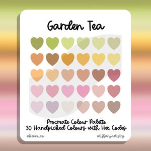 Garden Tea Procreate Colour Palette - 30 Handpicked Colours with Hex Codes - Instant Digital Download