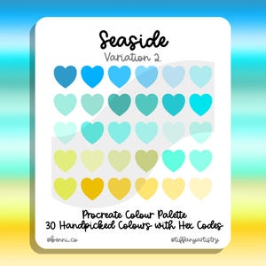 Seaside 2 Procreate Colour Palette - Variation 2 - 30 Handpicked Colour Swatches with Hex Codes - Instant Digital Download