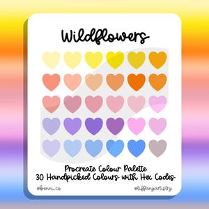 Wildflowers Procreate Colour Palette - 30 Handpicked Colours with Hex Codes - Instant Digital Download