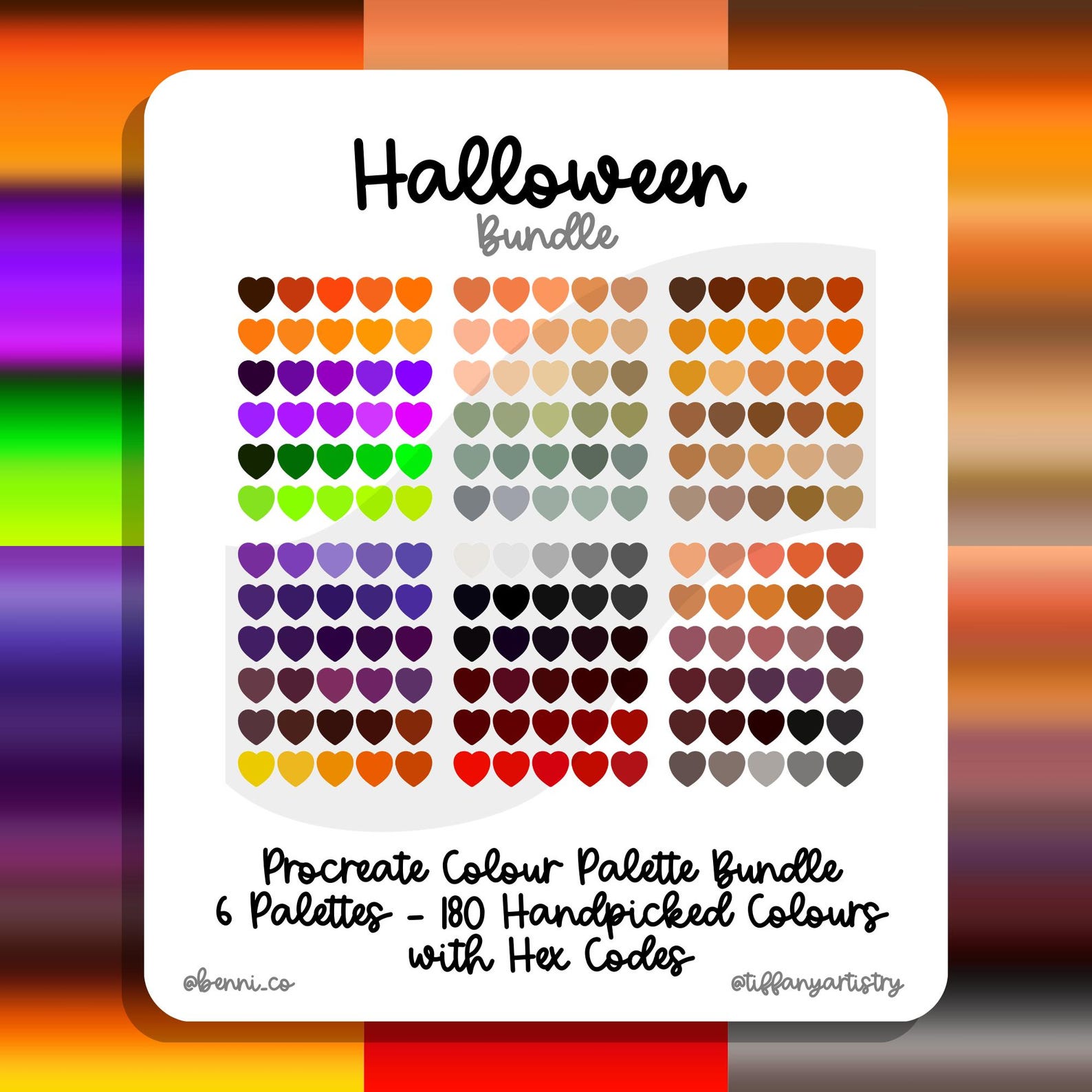 Halloween Procreate Colour Palette Bundle - 6 Handpicked Procreate ...