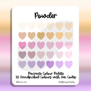 Powder Procreate Colour Palette - 30 Handpicked Colours with Hex Codes - Instant Digital Download