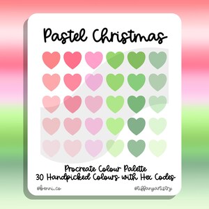 Pastel Christmas Procreate Colour Palette - 30 Handpicked Christmas Colours with Hex Codes - Instant Digital Download