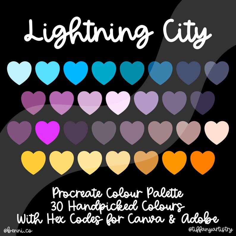 Lightning City Procreate Colour Palette: 30 Handpicked Bold Swatches ...