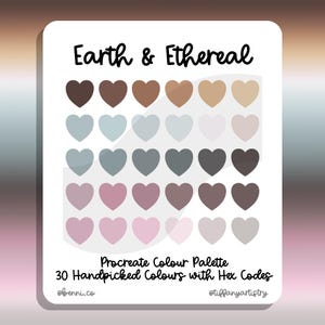 Earth and Ethereal Procreate Colour Palette - 30 Handpicked Colour Swatches with Hex Codes - Instant Digital Download