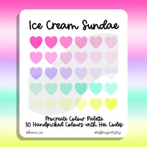 Ice Cream Sundae Procreate Colour Palette - 30 Handpicked Colours with Hex Codes - Instant Digital Download