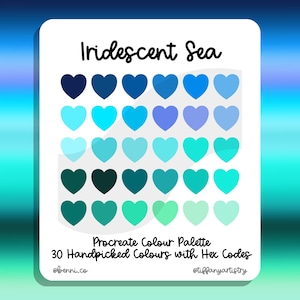 Iridescent Sea Procreate Colour Palette - 30 Handpicked Colours with Hex Codes - Instant Digital Download