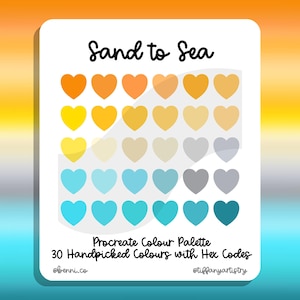 Sand to Sea Procreate Colour Palette - 30 Handpicked Colours with Hex Codes - Instant Digital Download
