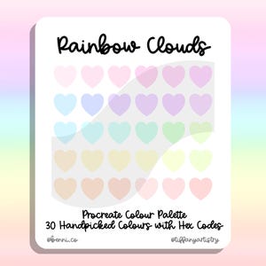 Rainbow Clouds Procreate Colour Palette - 30 Handpicked Colours with Hex Codes - Instant Digital Download