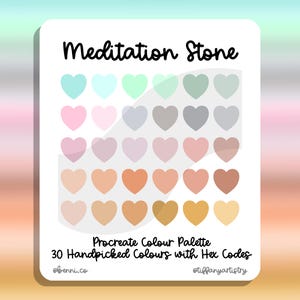 Meditation Stone Procreate Colour Palette - 30 Handpicked Colours with Hex Codes - Instant Digital Download
