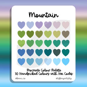 Mountain Procreate Colour Palette - 30 Handpicked Colours with Hex Codes - Instant Digital Download