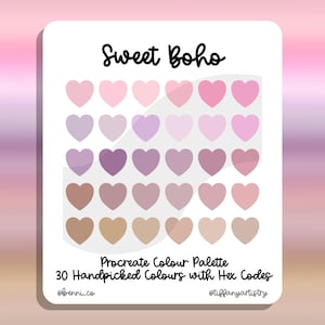 Sweet Boho Procreate Colour Palette - 30 Handpicked Colour Swatches with Hex Codes - Instant Digital Download