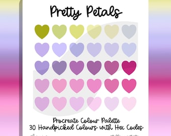 Palette de couleurs Pretty Petals Procreate : 30 échantillons floraux triés sur le volet avec codes hexadécimaux (téléchargement numérique)