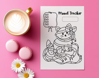 Playful Cat Mood Tracker Printable: A4 & A5 Hand-Drawn Journal Planner Page (Digital Download)