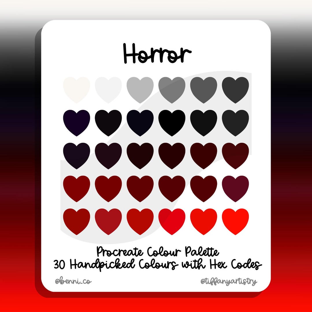 Horror Procreate Colour Palette - 30 Handpicked Halloween Colours With ...
