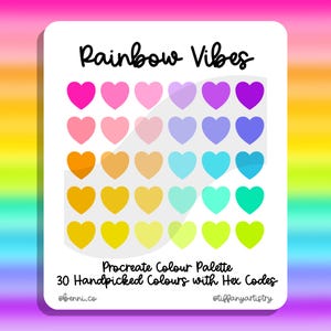 Rainbow Vibes Procreate Colour Palette - 30 Handpicked Colours with Hex Codes - Instant Digital Download