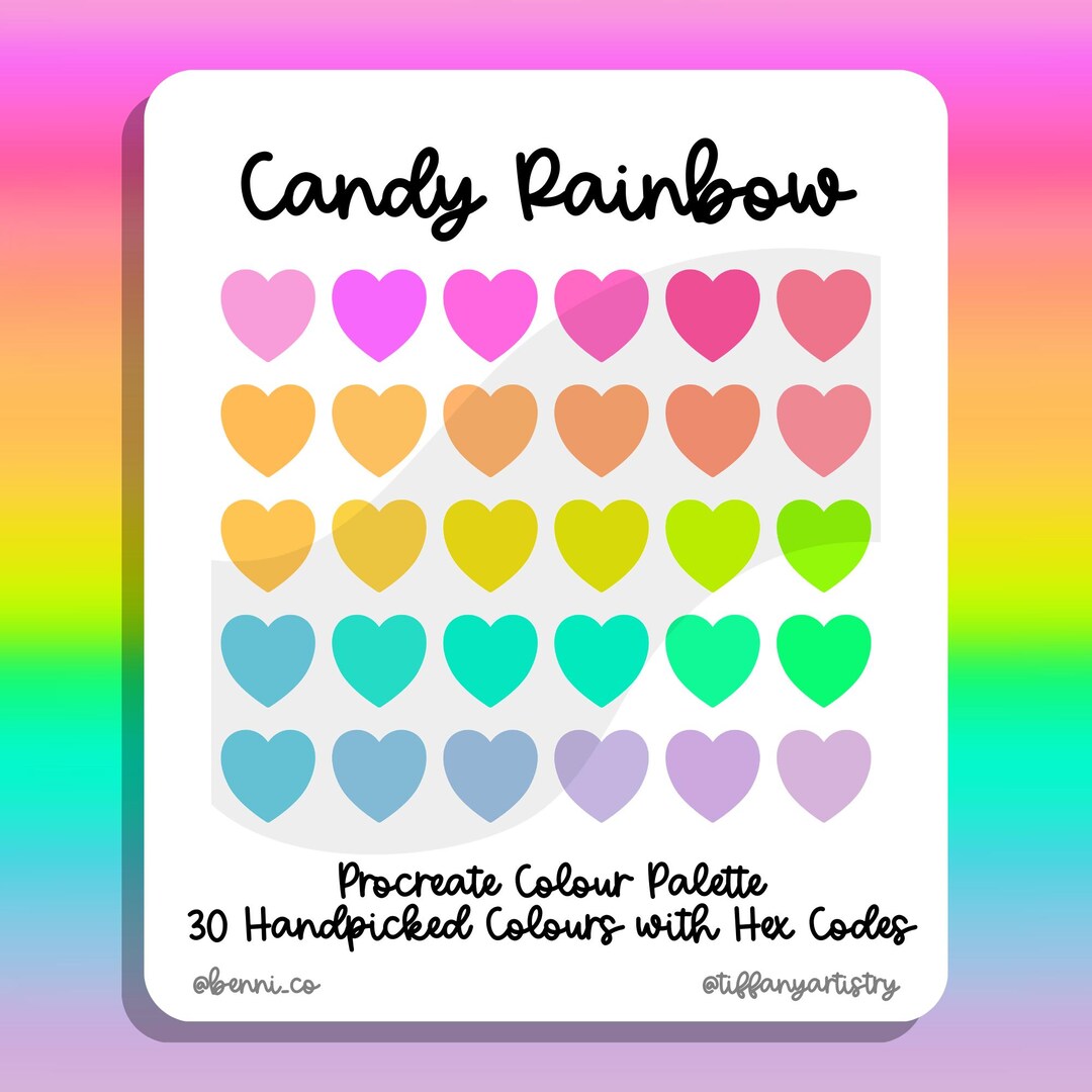 Candy Rainbow Procreate Colour Palette: 30 Handpicked Vibrant Colours ...