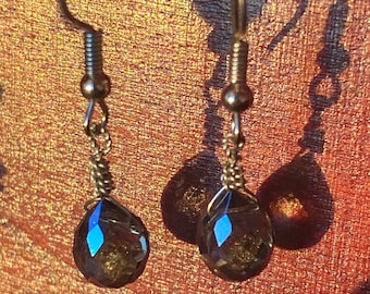 Mini Crystal Iridescent Prism Earrings, Halloween costume Jewellery, Suncatcher earrings, prism art, Celtic Gift Idea, Birthday Gift Idea