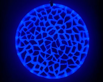 Fire Glass Mosaic Suncatcher, Glows in the Dark UV Reactive Window Art, Dorm Decor Gift Idea Mother's Day Gift Idea, Graduation Gift Idea
