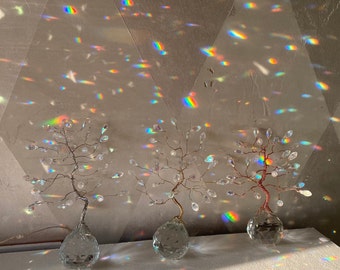 Glow in the Dark Crystal Holographic Prism Tree, Dorm decor gift idea, Handmade Anniversary Gift , Move in gift, Baby Shower, Birthday gift