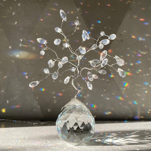 Crystal Prism Tree in Silver or Copper, Christmas Decor Winter Gift Idea, Birthday Gift For Him or Her, Dorm Decor, Graduation Gift