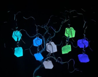 Halloween Glow in the Dark Earrings. Glow in the Dark Jewellery in Purple, Blue, Teal, Green, White, Red, Orange, LGBTQ+ Art Pride Gift
