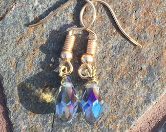 Iridescent Teardrop Earrings, in Gold, Silver, Black or Copper, Multiple Color Options Available