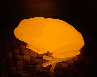 Glow in the Dark Halloween Frog Paperweight Nightlight Fall Gift Idea Glows White Orange Red Purple Green Blue Teal or combo!