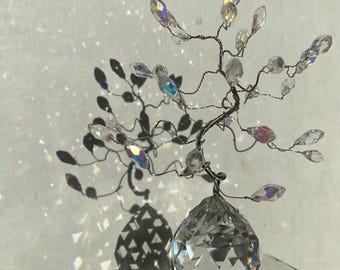 Pride Gift Idea, Crystal Suncatcher Tree Glow in the Dark Celtic Art Window Decoration Handmade Anniversary Gift, Pride month decor and gift