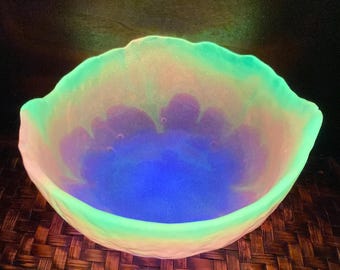 Glow in the Dark Storage Bowl, Neon UV Reactive Glow Art, Father's day gift , Handmade Art, Blacklight Party, Art Supplies Organiser